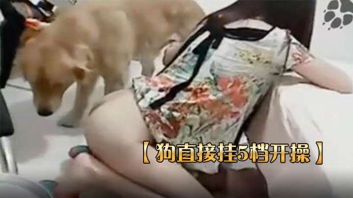 The dog directly hangs 5 layers, the female keeps a posture to let the dog in.